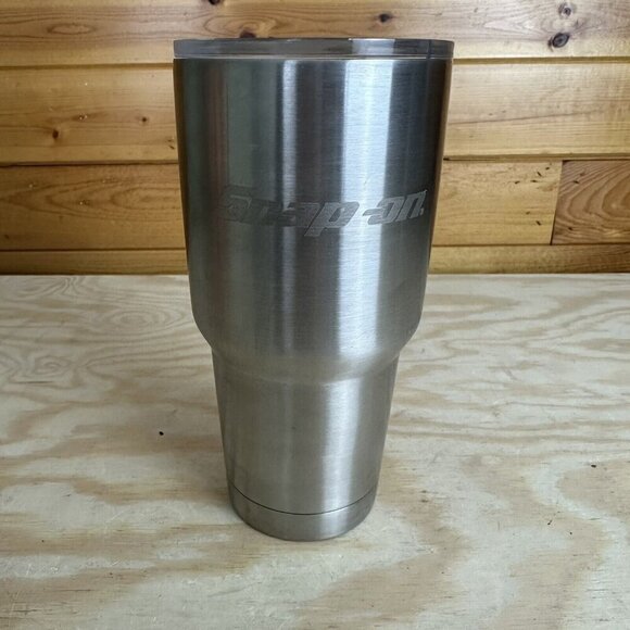 Snap-On Brushed Stainless Steel Travel Mug 30 Oz Insulated Cup - Picture 1 of 4